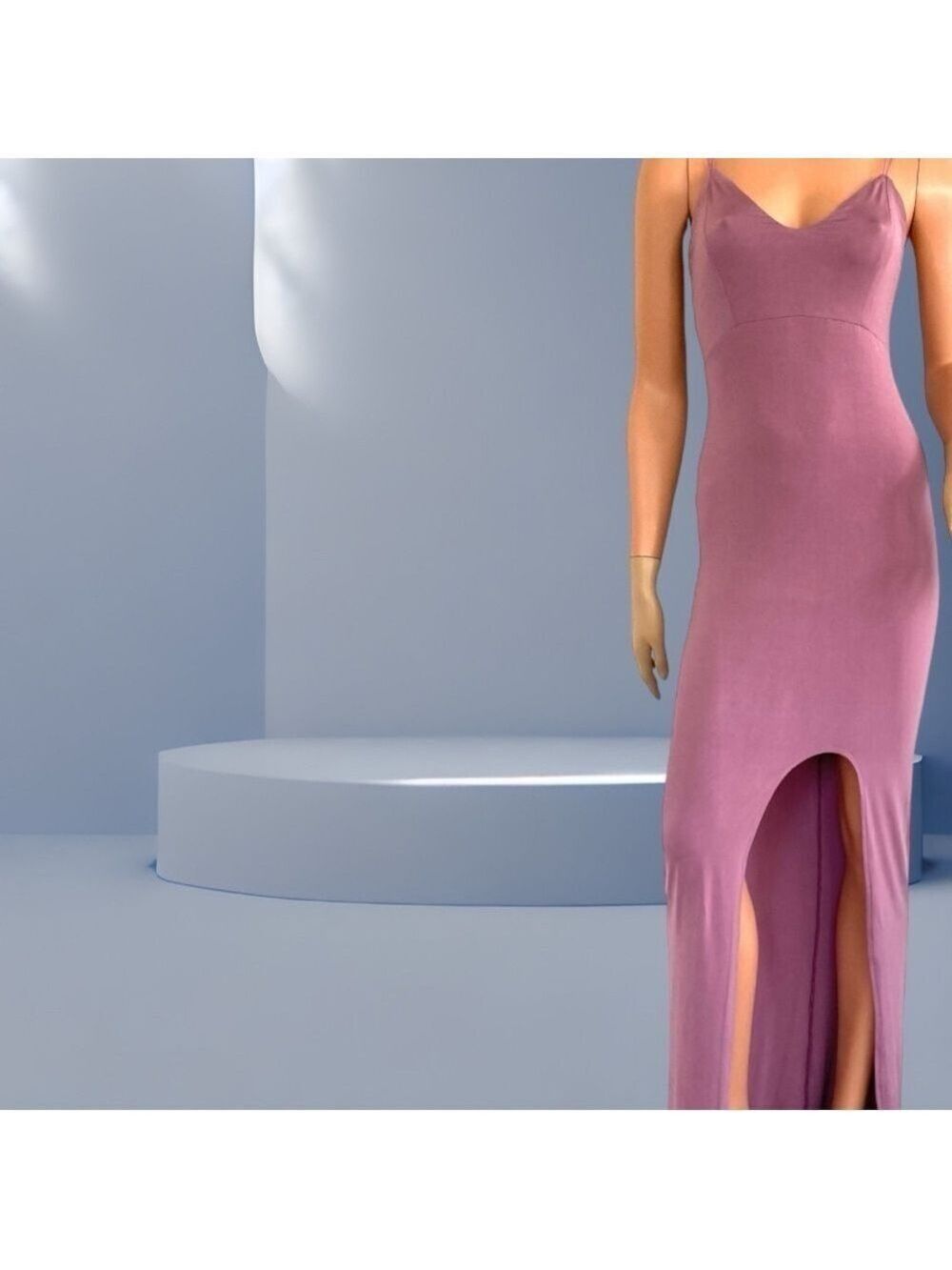 ASOS Babydoll Cami Maxi Dress Bodycon Curved Split Lilac Mean Girls Y2K 90s US 6 - Picture 5 of 13